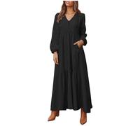 Genérico Monos Mujer Casual - Mono De Mujer - Vestido Largo De Manga Larga Informal De Lino Y Algodón para Mujer con Falda Acampanada Opciones De Color