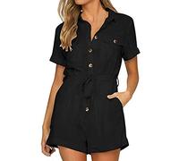 Genérico Monos Mujer Pantalones Cortos Monos Verano sin Mangas Chic Pantalones Cortos Combi-Short Casual Romper Baggy Mono Playsuits Moda Combishorts Athletic Purse Color, Negro , L