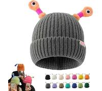 Genérico Monster Tentacle Hat,Glowing Little Monster Knit Hat,Cute Little Monster LED Knit Beanie,Winter Parent-Child Cute Glowing Little Monster Knit Hat Retractable Glowing (Grey)