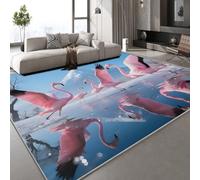 Genérico Montañas Flamingo Alfombra Shaggy para Salón habitación de los Niños Dormitorio Naturaleza Paisaje Interior Suave de Pelo Corto Alfombra Antideslizante Muy Suave 100x150 cm