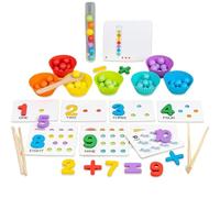 Genérico Montessori Arithmetic Math Toy Set Montessori Arithmetic Math Toy Silicone Digital Learning with Beads,Chopsticks & Spoons, Number Blocks, Daily Number Match, Wooden for Children Gifts (B)