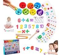 Genérico Montessori Arithmetic Math Toy Set, Montessori Math Beads Counting Toy, 2025 New Upgraded Silicone Digital Learning with Beads,Chopsticks & Spoons, Number Crunching Clip Bead Matching (2pcs)