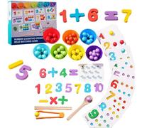 Genérico Montessori Arithmetic Math Toy Set, Silicone Digital Learning with Beads, Interactive Wooden Beads & Chopsticks for Early Math Skills, Educational Hands-on Play for Toddlers (1SET)