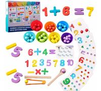 Genérico Montessori Arithmetic Math Toys Set - Beads, Montessori Arithmetic Math Toy Set - Silicone Digital Learning with Beads,Number Blocks, Daily Number Match, Wooden Toy for Children Gifts (1PCS)
