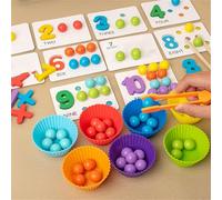 Genérico Montessori Math, Number Crunching Clip Bead Matching, Silicone Digital Learning with Beads, Montessori Arithmetic Math Toy, Math Beads Counting Toy (#1)