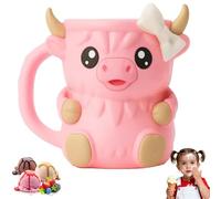 Genérico Moo Mug Ice Cream, Highland Cow Ice Pint Holder, Cute Animal Shaped Ice Cream Refrigerator, Dessert Cup, 3d Printed Containers Cute Animal Cooler Cup Birthday Gifts Office Desk Decor (Pink)