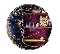 Genérico Moon Corner Shelf Wall Mounted, Floating Crystal Display Ledge, 9.84 * 9.84 * 2.95in Compact Wooden Rack, Purple/Black Moon Shaped Shelf, Space Saving Storage Counter for Home