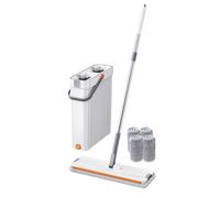 Genérico Mop with Bucket Set - Wet and Dry Household Cleaner Tool | Comprehensive Flat Mop and Bucket System with 4 Microfibre Pads | For Hardwood Floor Tile Kitchen Bathroom Living Room Window