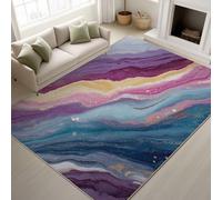 Genérico Morado 120 x 150 cm Alfombra Antideslizante Abstracto Textura Mármol Suave Mármol Líneas Fluidas Iridiscente Decorativo Alfombra Moderno Creativo Artístico Alfombras para Salón Dormitorio