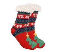 Genérico Morado Negro Navidad para Adultos Coloridos Rayas Interiores Calcetines de Navidad Gruesos Cálidos de Polar Opaco Negro Talla 5, d, Talla única