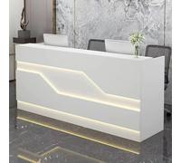 Genérico Mostrador de recepción Blanco con cajón con Cerradura, luz LED, 130 cm con Armario para recepción de Oficina, diseño Moderno.