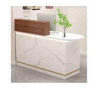 Genérico Mostrador de recepción Moderno con cajón con Cerradura - Mostrador de atención al público para Tiendas de Ropa, Salones de Belleza y comercios (Madera de Piedra Blanca, Izquierda, 120 cm).
