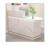 Genérico Mostrador de recepción Moderno con cajón con Cerradura - Mostrador de atención al público para Tiendas de Ropa, Salones de Belleza y comercios (Piedra Blanca, Derecha_120CM)