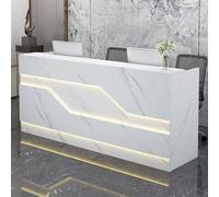 Genérico Mostrador de recepción Moderno con cajón con Cerradura y Armario, iluminación LED para recepción de oficinas, Mueble de recepción Blanco de 55,1 Pulgadas.
