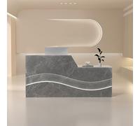 Genérico Mostrador de recepción Moderno con Cerradura, cajón y Bandeja para Teclado, Mesa de mostrador Frontal con luz LED para vestíbulo de Oficina y salón de Belleza (Gris, 120x60x100cm)