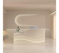 Genérico Mostrador de recepción Moderno con Cerradura, cajón y Bandeja para Teclado, Mesa de mostrador Frontal con luz LED para vestíbulo de Oficina y salón de Belleza (Albaricoque, 120 x 60,1 x 100
