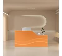 Genérico Mostrador de recepción Moderno con Cerradura, cajón y Bandeja para Teclado, Mesa de mostrador Frontal con luz LED para vestíbulo de Oficina y salón de Belleza (Naranja, 140x60x100cm).
