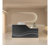 Genérico Mostrador de recepción Moderno con Cerradura, cajón y Bandeja para Teclado, mostrador Frontal Iluminado para vestíbulo de Oficina y salón de Belleza (Negro, 140x60x100cm)