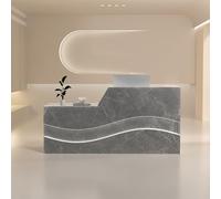 Genérico Mostrador de recepción Moderno con Cerradura, cajón y Bandeja para Teclado, mostrador Frontal Iluminado para vestíbulo de Oficina y salón de Belleza (Gris, 120 x 60,1 x 100 cm).