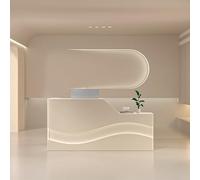 Genérico Mostrador de recepción Moderno con Cerradura, cajón y Bandeja para Teclado, mostrador Frontal Iluminado para vestíbulo de Oficina y salón de Belleza (Albaricoque, 120x60x100cm)