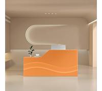 Genérico Mostrador de recepción Moderno con Cerradura, cajón y Bandeja para Teclado, mostrador Frontal Iluminado para vestíbulo de Oficina y salón de Belleza (Naranja, 120 x 60,1 x 100 cm).