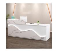Genérico Mostrador de recepción Moderno con Luces LED, mostrador de recepción para Oficina, salón y Boutique, Elegante Acabado en mármol Blanco, diseño del Lado Derecho de 130 CM, Mesa de recepción m