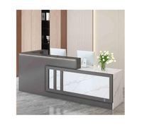 Genérico Mostrador de recepción Moderno. Elegante mostrador de Caja Blanco con luz Ambiental LED. Diseño Robusto y Estable, Ideal para mostrador de Ventas (Blanco y Gris, Derecha_120CM).