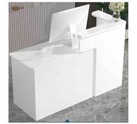 Genérico Mostrador de recepción Moderno. Mesa de recepción Moderna en Forma de L con cajones, mostrador de Caja, estación de Trabajo, solución de Almacenamiento Seguro para Oficina (Blanco, L-47.2x23