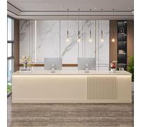 Genérico Mostrador de recepción, mostrador de Venta minorista, Caja, cajero, taquilla de Oficina con cajones, Cable, mostrador de recepción Beige de 1,4 m, Madera de ingeniería para pequeñas Empresas