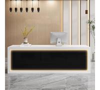 Genérico Mostrador de recepción pequeño y Moderno, de Madera con Luces LED y cajón con Cerradura, Ideal para oficinas y aulas, con un Elegante diseño en Blanco y Negro (100 cm)