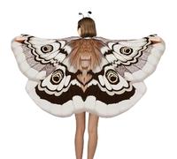 Generico Moth Wings - 170 cm Halloween Butterfly Wing | Gasa Polyester Silk Cape Set with Headband Face Cover Lightweight Breathable Cosplay Costume Festival Party Prop Dresšup Accessory, coffee moth
