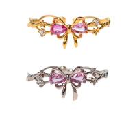 Genérico Mother Daughter Matching Bow Rings,Adjustable Shiny Zircon Eternity Ring,Fashion Bow Simple Jewelry (2pcs-A)