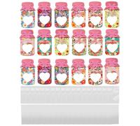 Genérico Mothers Day Candy Holder Card, 18 Pieces Postcards with Treat Bags, Hollow Heart Jar Shape Greeting Cards for Appreciation, Holiday, Party, Gift Exchange