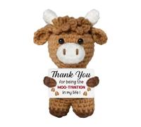Genérico Motivational Crochet Cow - Desk Decoration Companion, Weighted Amigurumi Animal Stable Bookshelf Home | Office Quality Mothers Birthday Gift For Women, Ladies Wives Collectors