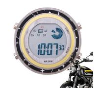 Genérico Motorcycle Electric Watch - Stainless Steel, Waterproof Digital Display Clock | Motorbike Mount Electronic Watch with Light Button For Motorcycle, SUV, Vehicle, Auto, Commuting