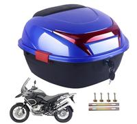 Genérico Motorcycle Tail Box - Waterproof Storage Trunk Top Case | Large Capacity Reflective Safety Design Lockable Luggage Carrier with Base Mount for Clothes, Helmet, Travel Gear
