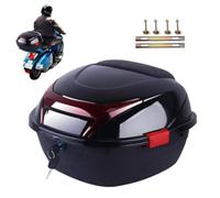 Genérico Motorcycle Tail Box - Waterproof Storage Trunk Top Case | Large Capacity Reflective Safety Design Lockable Luggage Carrier with Base Mount for Clothes, Helmet, Travel Gear
