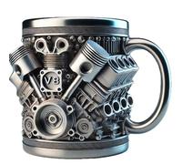 Genérico Motores V8 Copa de Acero Inoxidable, Taza de café en de automóvil Creativo, diseño de Motor V8 y V6, Accesorios Divertidos para Beber para entusiastas de Las Carreras, Ventilador de Autos
