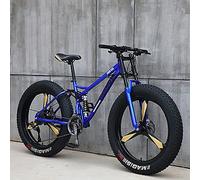 Genérico Mountain Bike, 26 Pulgadas Fat Tire Bicycle, 27-Speed, High-Carbon Steel Frame, Full Suspension, Dual Disc Brake, 4.0 Pulgadas Thick Wheels para Trail y Beach Riding, Color:
