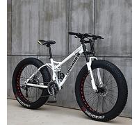 Genérico Mountain Bike, 26 Pulgadas Fat Tire Bicycle, 27-Speed, High-Carbon Steel Frame, Full Suspension, Dual Disc Brake, 4.0 Pulgadas Thick Wheels para Trail y Beach Riding, Color: