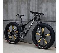Genérico Mountain Bike, 26 Pulgadas Fat Tire Bicycle, 27-Speed, High-Carbon Steel Frame, Full Suspension, Dual Disc Brake, 4.0 Pulgadas Thick Wheels para Trail y Beach Riding, Color: