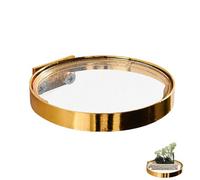 Genérico Mounted Gold Decor - Floating Glass Shelf with Reusable Round Display Ledge, Elegant Modern Design | Decorative Shelf For Bathroom Kitchen Living Room Office Home Décor