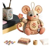 Genérico Mouse Ornament Sewing Craft Kit - Fabric Resin 16x14cm | Mouse Ornament Decor DIY Craft 3D Animal Sewing Project Set | Needlework Felt Embroidery Pattern Pack