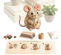 Genérico Mouse Ornament Sewing Craft Kit - Fabric Resin 16x14cm | Mouse Ornament Decor DIY Craft 3D Animal Sewing Project Set | Needlework Felt Embroidery Pattern Pack