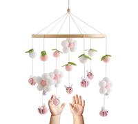 Genérico Móvil De Cuna | Decoración De Madera,con Pompones, Flores, Abejas, Móvil para el Moisés,para Niños y Niñas, Guardería, Dormitorio, Jardín de Infancia, Hogar, Viaje,