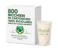Generico MP Eco Solutions - Vasos de papel envueltos individualmente, 200 ml, diseño de hotel, paquete de 800 unidades, desechables, higiénicos y reciclables