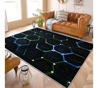 Genérico mpreso Felpudo Antideslizante GeometríA De Tech Hive Antideslizante Sala Estar Dormitorio Alfombra 160x230 cm Negro Sin Peluche Lavable de Pelo Corto Alfombra Interior