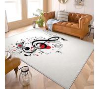 Genérico mpreso Felpudo Antideslizante Notas Musicales ArtíSticas Antideslizante Sala Estar Dormitorio Alfombra 80x150 Cm Blanco GrisáCeo Sin Peluche Lavable de Pelo Corto Alfombra Interior