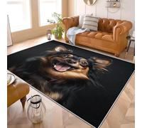 Genérico mpreso Felpudo Antideslizante PatróN de Perro Animado Antideslizante Sala Estar Dormitorio Alfombra 120x180 Cm Negro Sin Peluche Lavable de Pelo Corto Alfombra Interior
