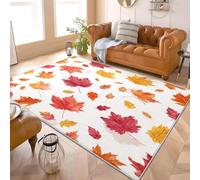 Genérico mpreso Felpudo Antideslizante RomáNtico Hojas De Arce Estampado Floral. Antideslizante Sala Estar Dormitorio Alfombra 80x150 Cm Blanco Sin Peluche Lavable de Pelo Corto Alfombra Interior